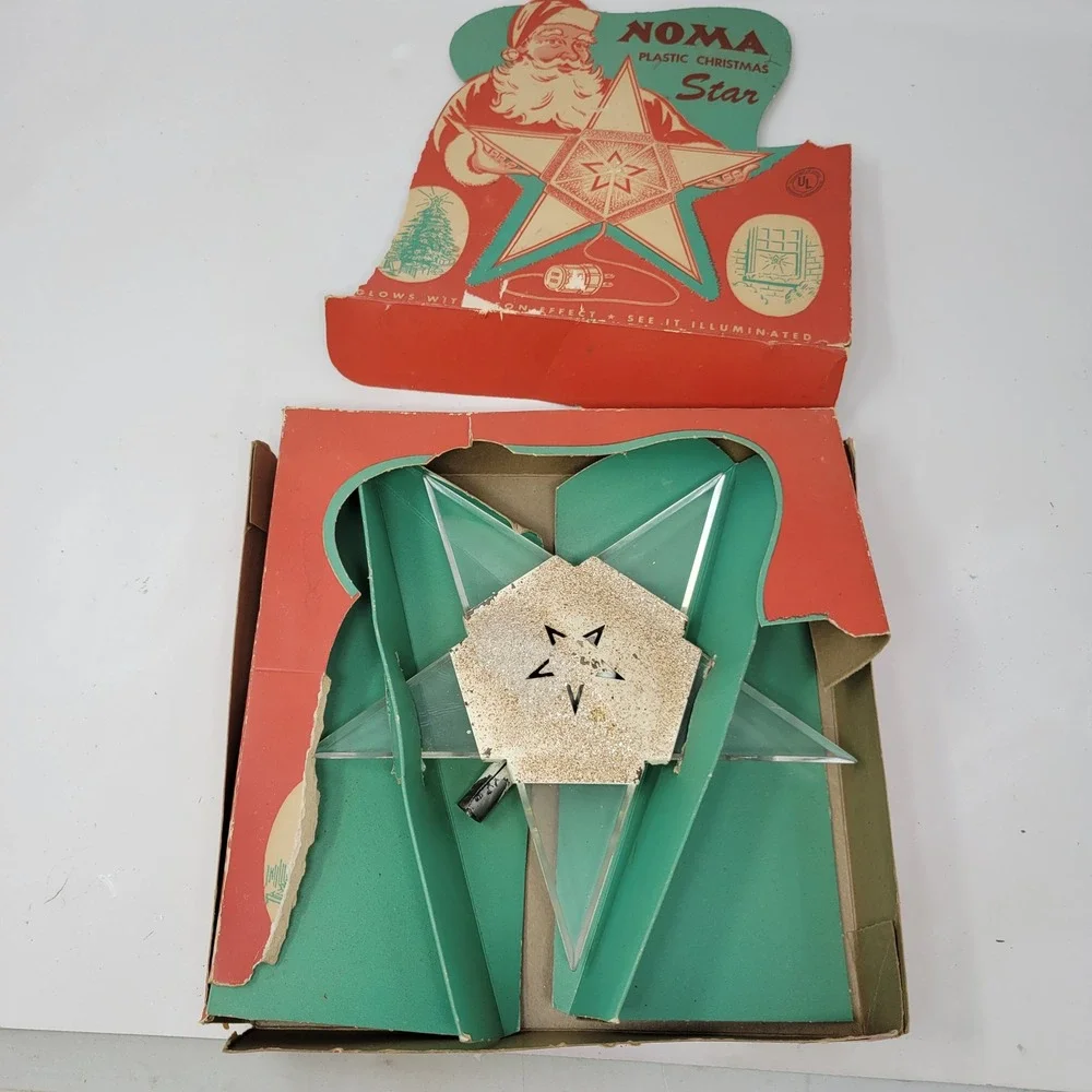 Vintage NOMA Plastic Christmas Star Tree Topper MCM Original Box
